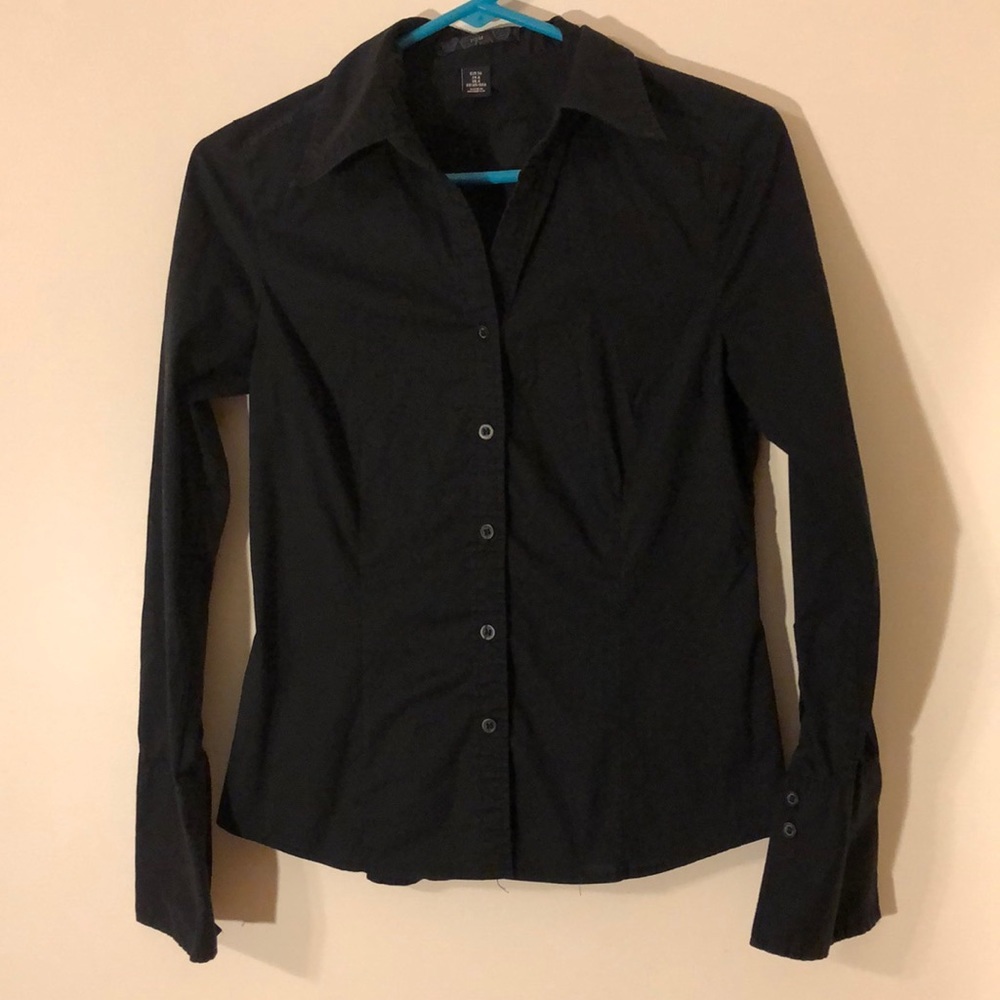 Black long sleeve button down shirt H&M size 4